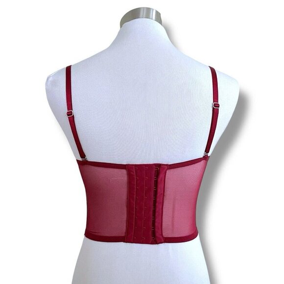 Victorias Secret Dream Angels 32C Bra Burgundy Red Lace Lined Strapless Longline - Picture 6 of 8